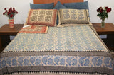 Paisley Block Print Reversible Duvet Cover Cotton  92" x 88" Fits Full-Queen
