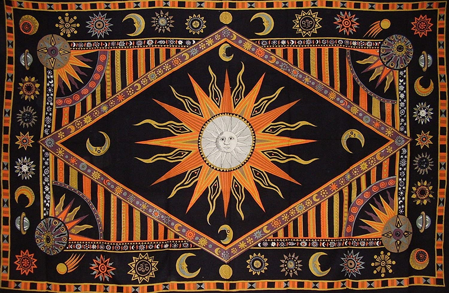 Celestial Tapestry Cotton Spread 102" x 70" Twin Orange