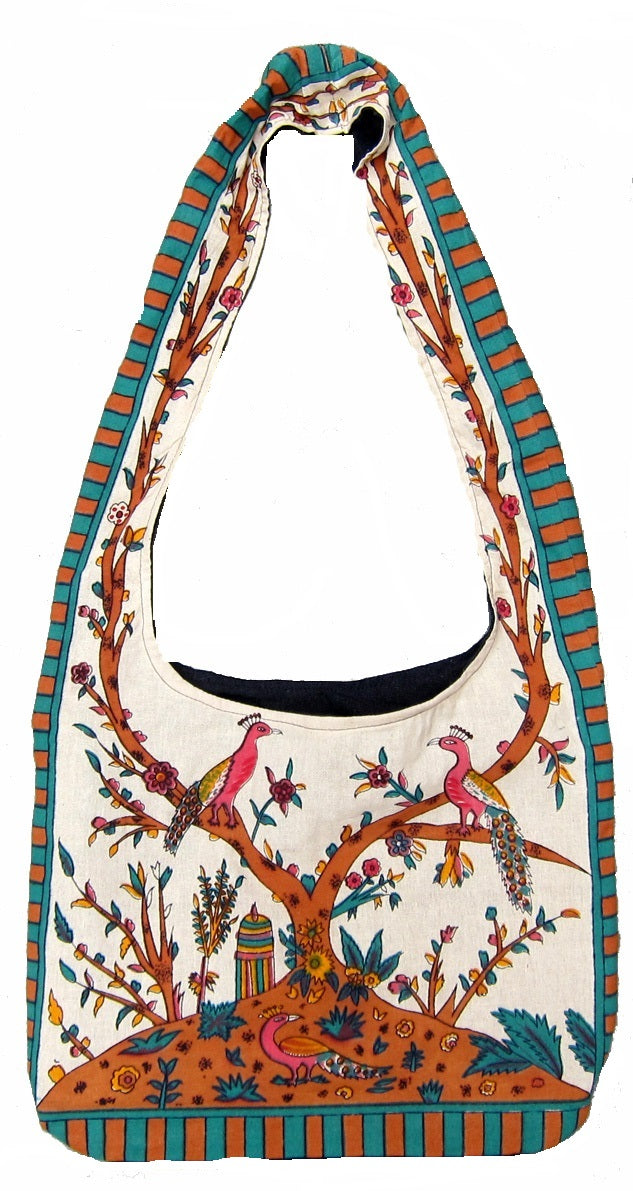Gorgeous Tree of Life Hobo Shoulder Bag 15 x 12 Beige