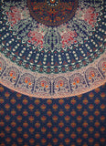 Mandala Tab Top Curtain Drape Panel Cotton 50" x 90" Navy Blue