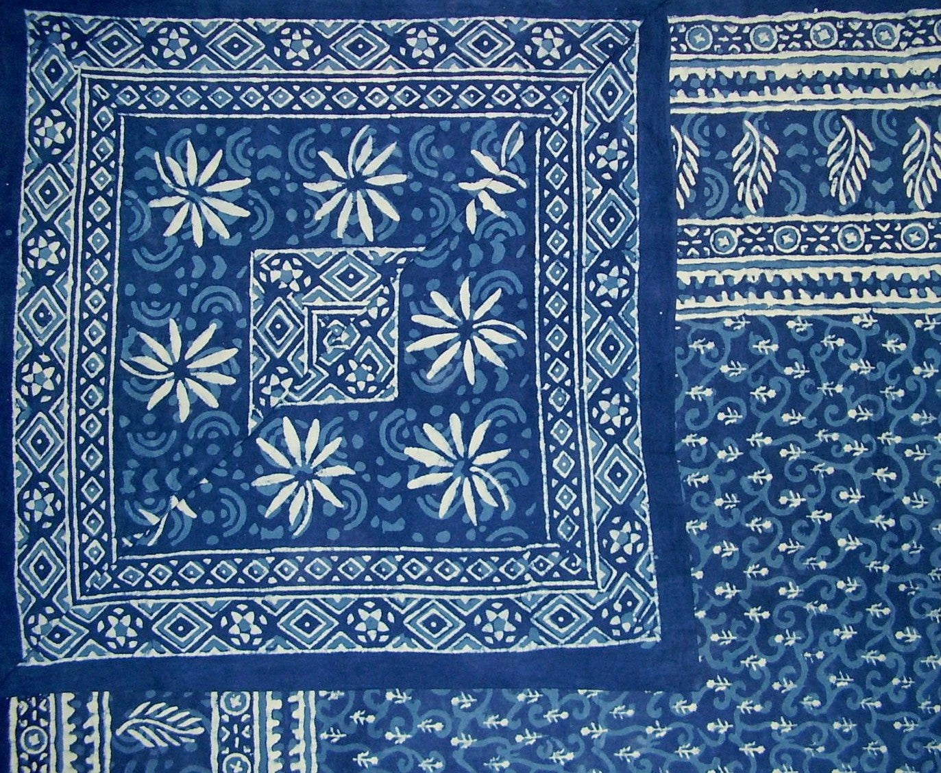 Dabu Block Print Reversible Duvet Cover Cotton  92" x 88" Fits Full-Queen