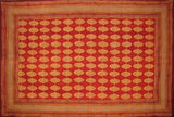 Kensington Block Print Cotton tablecloth 90" x 60" Red Orange