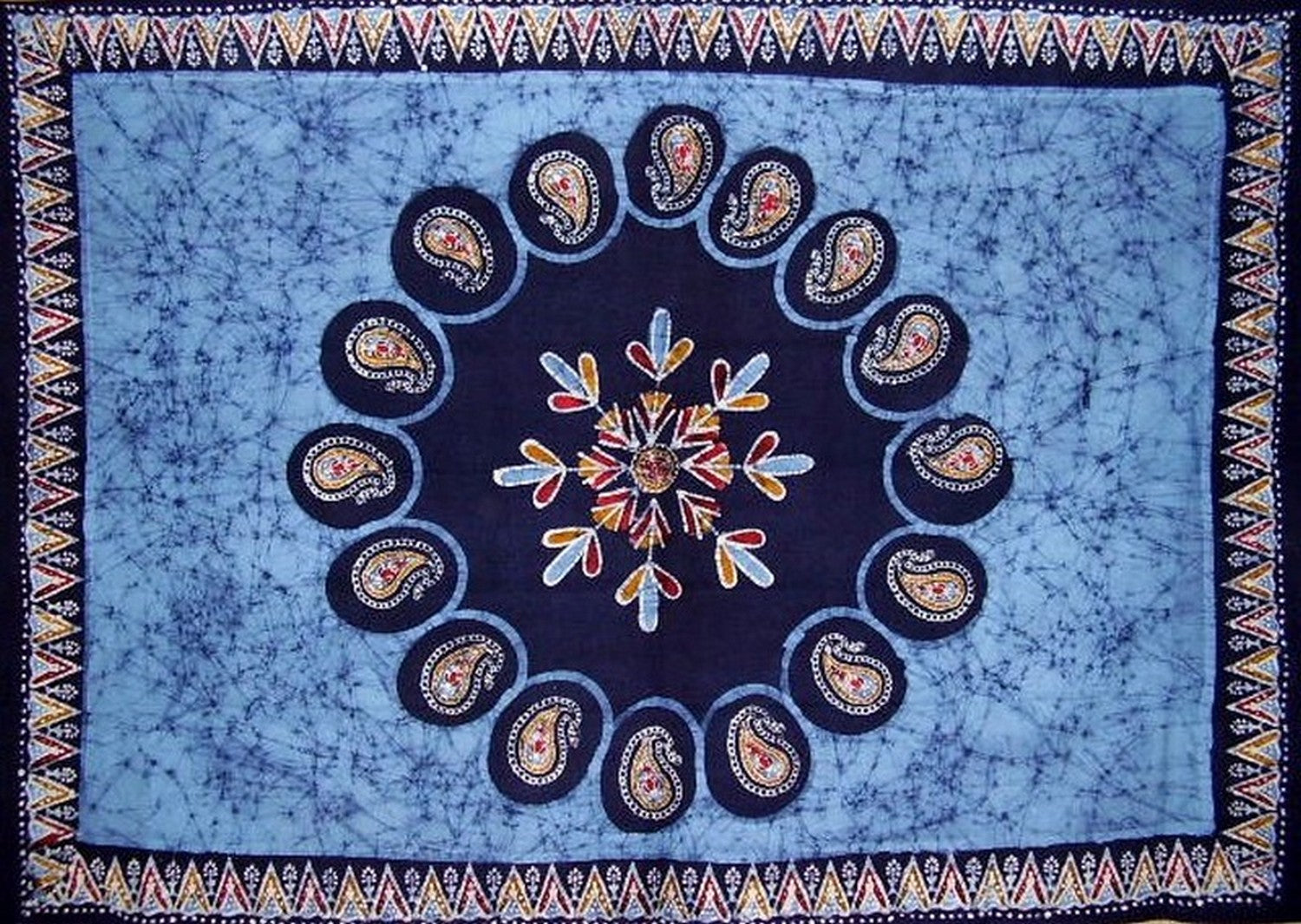 Batik Cotton Tablecloth 90" x 60" Blue