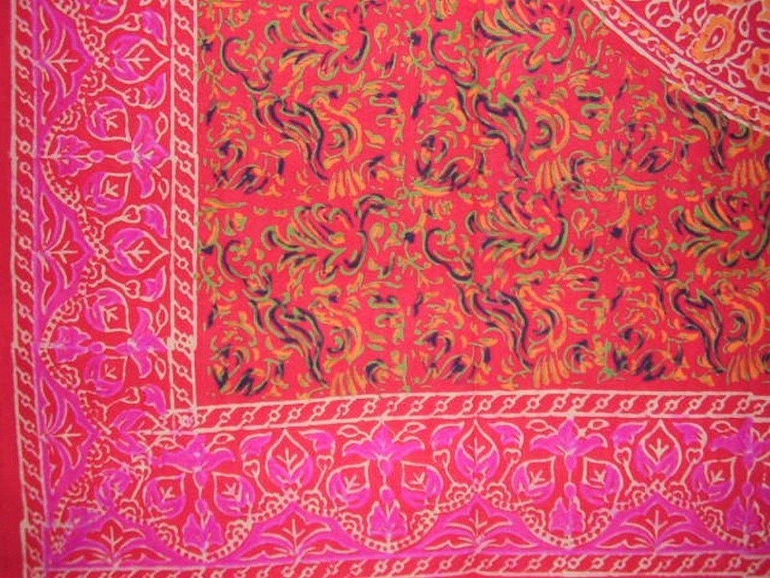 Sanganeer Block Print Square Cotton tablecloth 60" x 60" Red