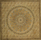 Veggie Dye Block Print Square Cotton Tablecloth 60" x 60" Olive Green