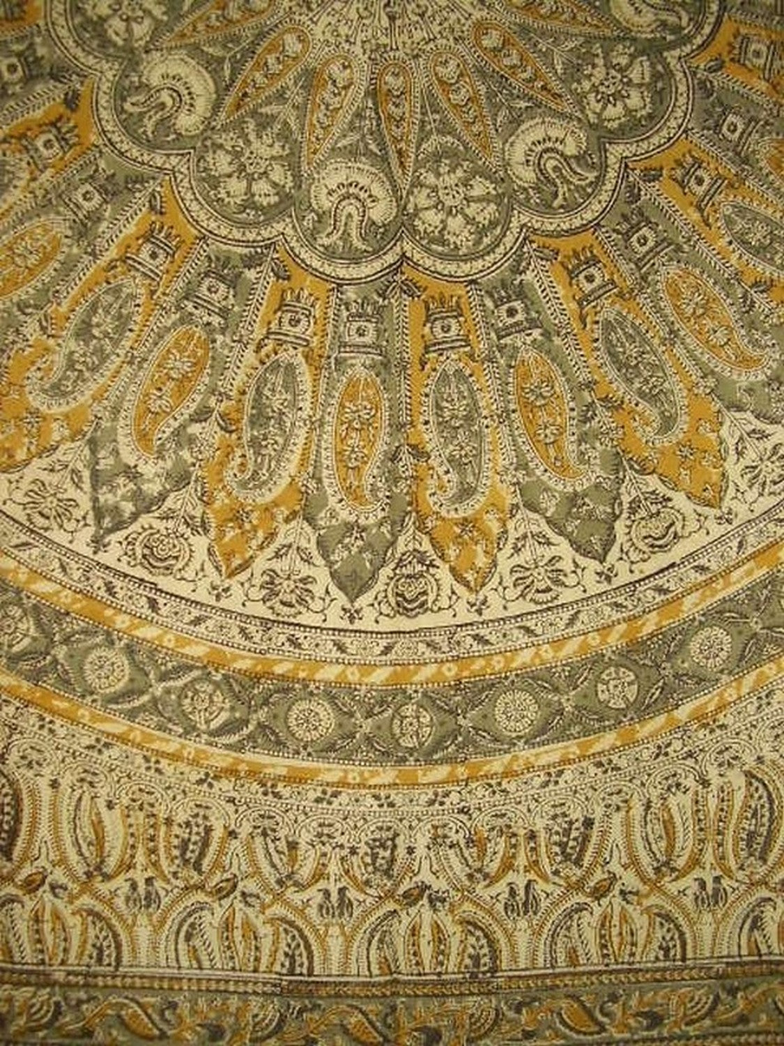 Veggie Dye Block Print Square Cotton Tablecloth 60" x 60" Olive Green