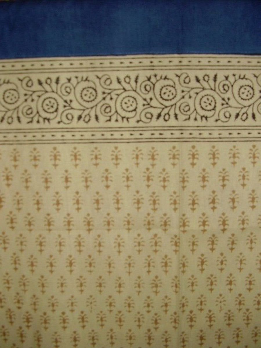 Bagru Block Print Curtain Drape Panel Cottonr 46" x 88" Barley