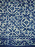 Dabu Dye Block Print Curtain Drape Panel Cotton 46" x 88" Indigo Blue