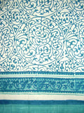 Persian Filigree Block Print Curtain Drape Panel Cotton 46" x 88" Teal Blue