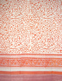 Persian Filigree Block Print Curtain Drape Panel Cotton 46" x 88" Coral Pink
