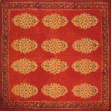 Kensington Block Print Cotton Table Napkin 18" x 18" Red Orange