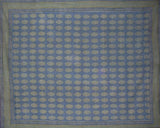 Kensington Block Print Tapestry Cotton Bedspread 108" x 88" Full-Queen Blue