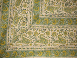 Rajasthan Block Print Paisley Tapestry Cotton Bedspread 108" x 88" Full-Queen