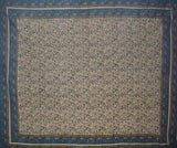 Block Print Indian Tapestry Cotton Bedspread 108" x 88" Full-Queen Blue