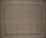 Daisy Chain Block Print Tapestry Cotton Bedspread 108" x 88" Full-Queen Blue