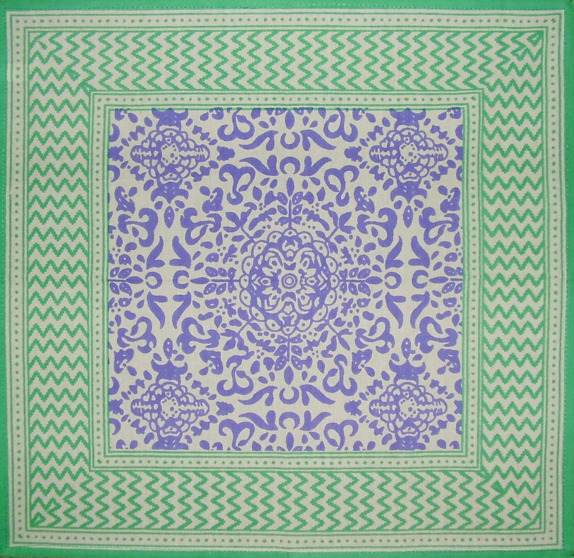 Moroccan Print Cotton Napkin 17" x 17" Lavender & Seafoam