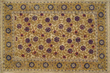 Hand Block Print Veggie Dye Cotton Rug Mat Dianthus Wheat 2' x 3'