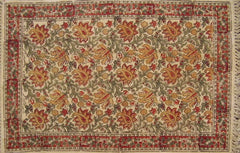 Hand Block Print Veggie Dye Cotton Rug Mat Chrysum 2' x 3'