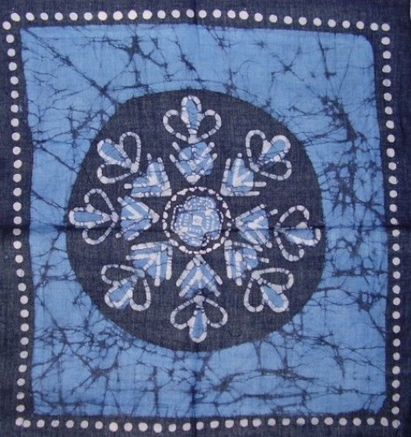 Cotton Batik Scarf Hanky Head Band 20 x 20 Blue