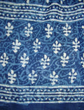 Indigo Blue Dabu Wax Batik Scarf Light Cotton 72 x 15