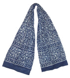 Indigo Blue Dabu Wax Batik Scarf Light Cotton 72 x 15
