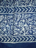 Indigo Blue Dabu Wax Batik Scarf Light Cotton 72 x 15