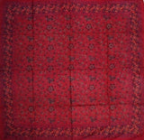 Floral Block Print Scarf Soft Light Cotton 42 x 42 Red
