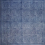 Indigo Blue Dabu Wax Batik Scarf Light Cotton 42 x 42