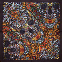3 D Psychedelic Skull Scarf or Hanky 22" x 22" Cotton