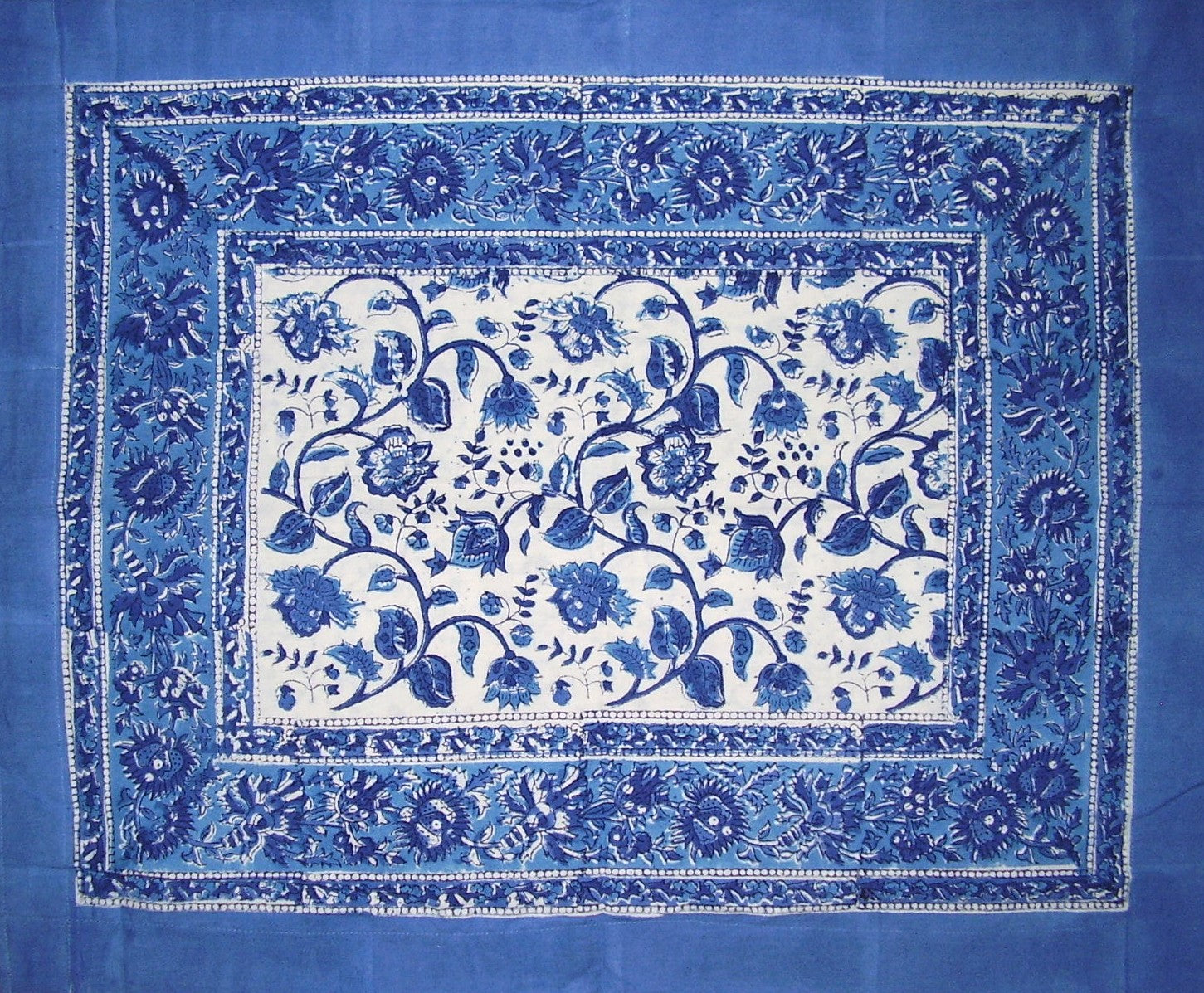 Reversible Cotton Pillow Sham Rajasthan Block Print 28" x 24" Blue