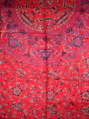 Block Printed Shawl Mandala 24 x 66 Fire Engine Red