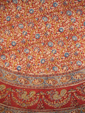 Veggie Dye Block Print Round Cotton Tablecloth 70" Red