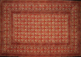 Dabu Hand Block Printed Floral Cotton Tablecloth 86" x 60" Red
