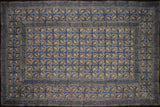 Dabu Hand Block Printed Floral Cotton Tablecloth 86" x 60" Blue