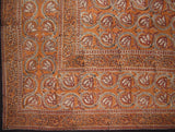 Dabu Hand Block Printed Floral Cotton Tablecloth 86" x 60" Brown