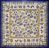 Whimsical Country Cotton Square Tablecloth 60" x 60" Blue