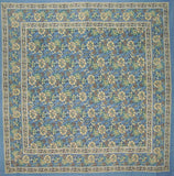 Floral Print Square Cotton Tablecloth 70" x 70" Baby Blue