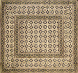Moroccan Block Print Square Cotton Tablecloth 60" x 60" Blue