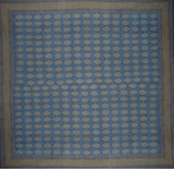 Kensington Block Print Tapestry Cotton Bedspread 108" x 108" Queen-King Blue