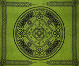 Celtic Circle Tapestry Cotton Bedspread 104" x 88" Full Green