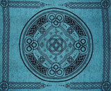 Celtic Circle Tapestry Cotton Bedspread 104" x 88" Full Turquoise