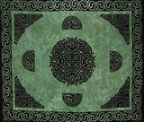 Celtic Tapestry Cotton Bedspread 104" x 88" Full Green