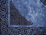 Celtic Tapestry Cotton Bedspread 104" x 88" Full Blue