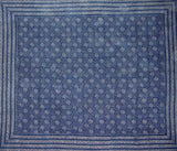 Dabu Indian Tapestry Cotton Bedspread 108" x 88" Full-Queen Blue