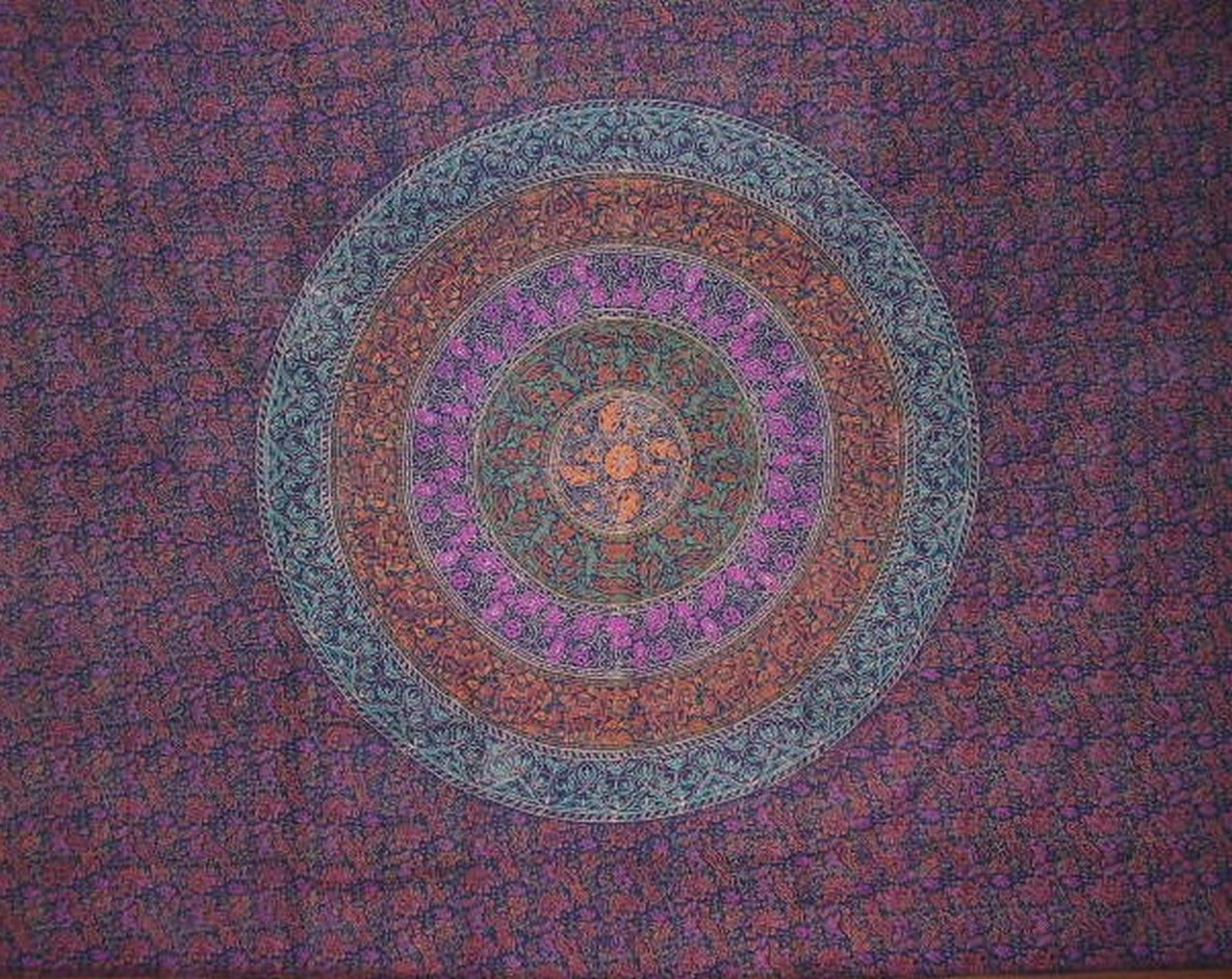 Sanganeer Block Print Tapestry Cotton Bedspread 108" x 88" Full-Queen Blue