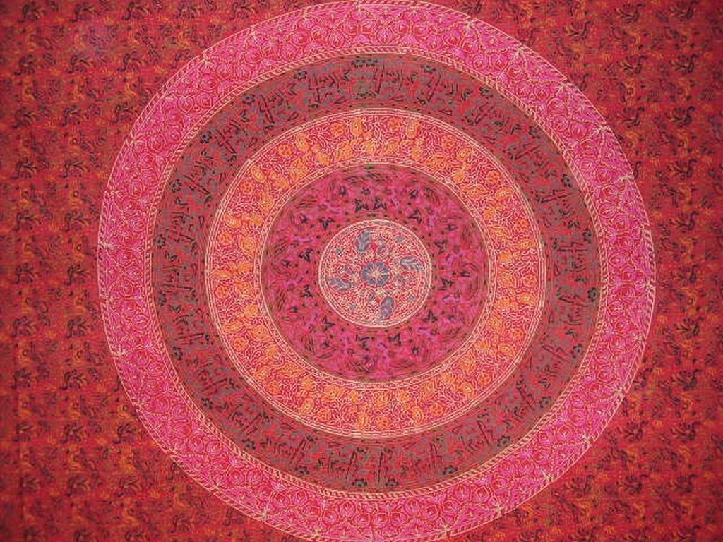 Sanganeer Block Print Indian Tapestry Cotton Bedspread 108" x 108" Queen-King