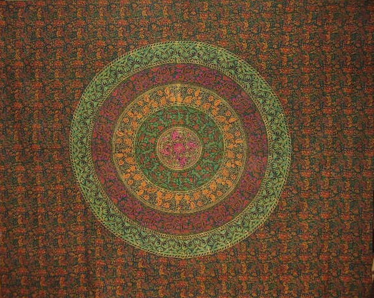 Sanganeer Block Print Indian Tapestry Cotton Bedspread 108" x 88" Full-Queen