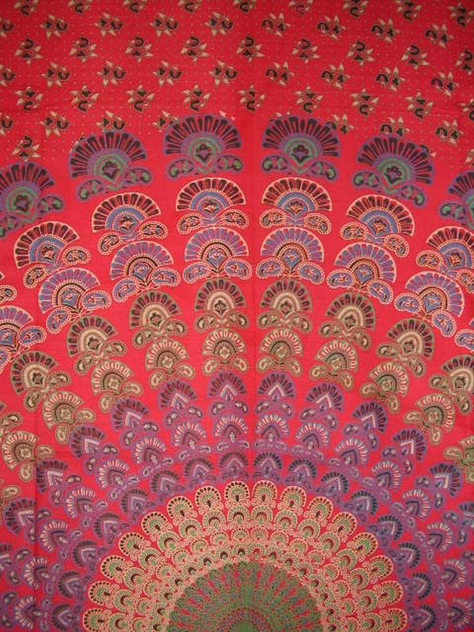 Sanganeer Indian Tapestry Cotton Bedspread 96" x 86" Full Red
