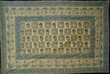 Indian Block Print Cotton Tablecloth 90" x 60" Gray