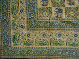 Indian Block Print Cotton Tablecloth 90" x 60" Gray